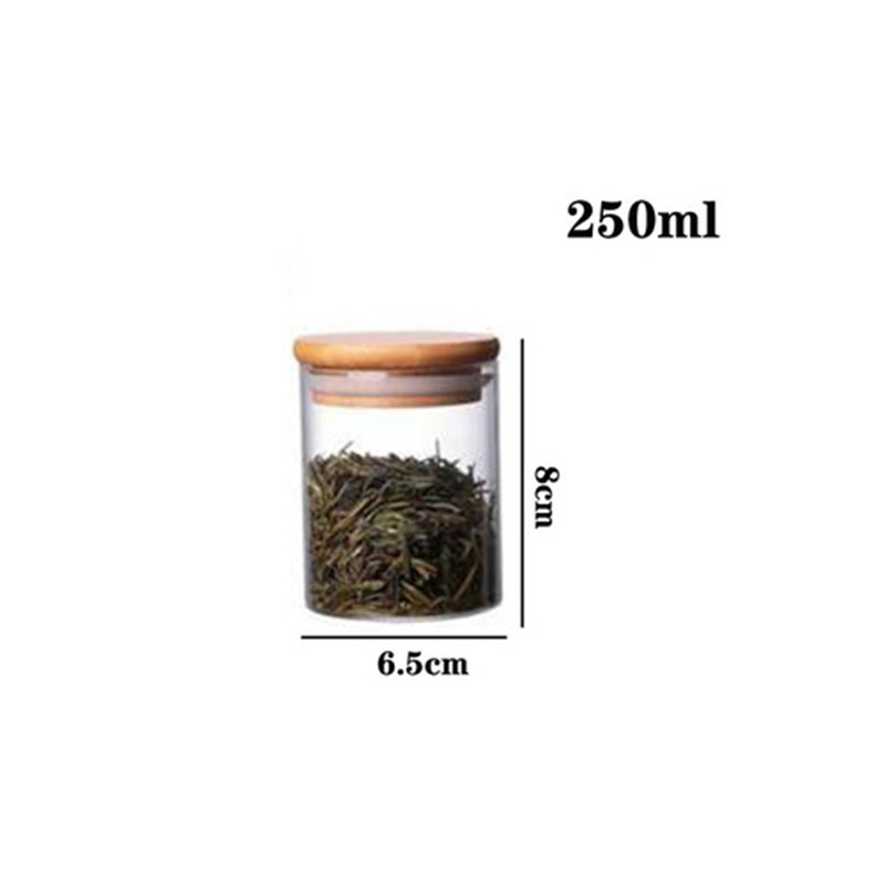 Mason Candy Jar For Spices Glass bamboo Cover Container Glass Jars With Lids Cookie Jar Tea Coffee Beans Grains Candy Jars: 250ml