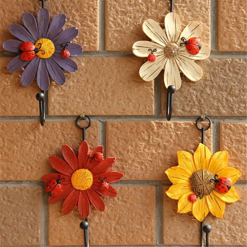1pc hushållskrokar harts blomformade hängare för nyckelhatt handduk väggkrokar heminredning