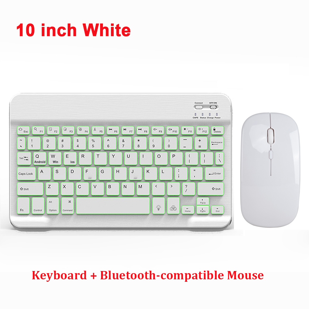 Mini Draadloze Toetsenbord Voor Ipad Tablet Oplaadbare Rgb Backlit Toetsenbord Draadloze Bluetooth Toetsenbord Voor Android Ios Windows: White keyboard mouse