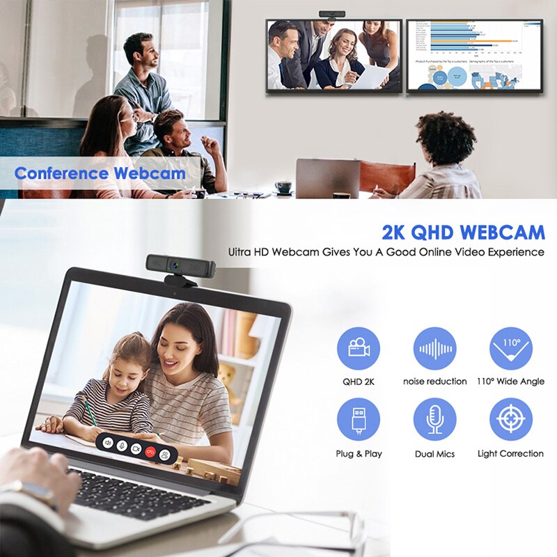 4 million pixels HD PC 1080P Webcam 2K Autofocus USB Web Camera Laptop Desktop For Office Meeting Home With Mic HD 1080P Web Cam