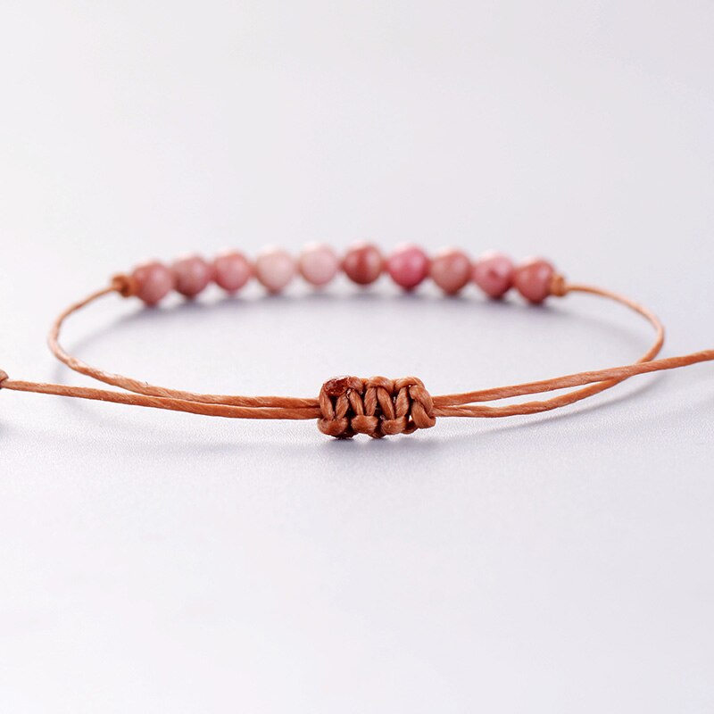 Handmade Boho Natural Stone Adjustable Bracelet Boho Bead Simple Bracelet String Strand Bracelet