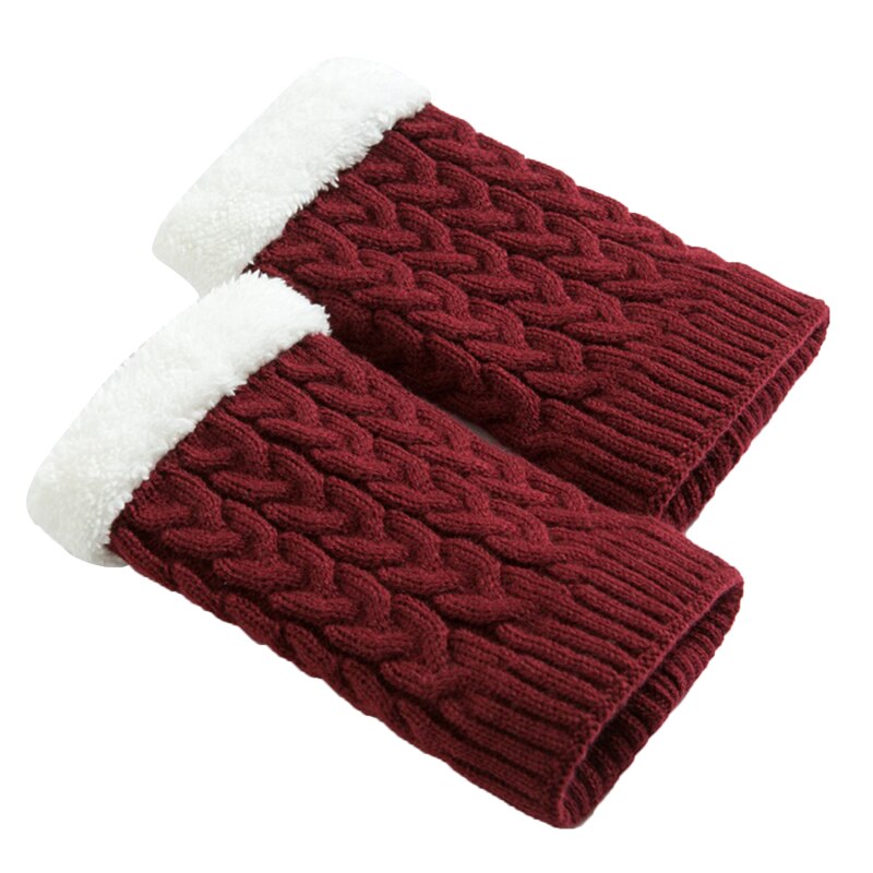 Automne Hiver Femmes Tricoté Jambière Botte Courte Poignets Botte Au Crochet Chaussettes Laine Tricoté Couvre-bottes Doux Couverture De Pied Chaussettes: Red Wine