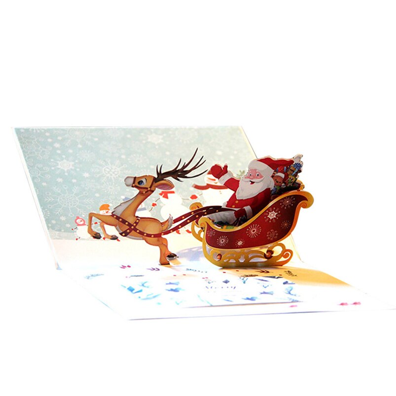 Kerstman Kerst Wenskaarten 3D Pop Up Card Kerst Herten Cadeau Kerst Decoraties Voor Huis Navidad 40OCT7