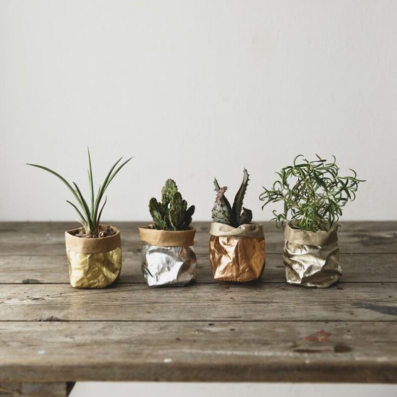 Hergebruik cosmetica organizer kraft papieren zakken multifunctionele thuis opbergtas wasbare kraft papieren zak planten bloemen potten vaas,.