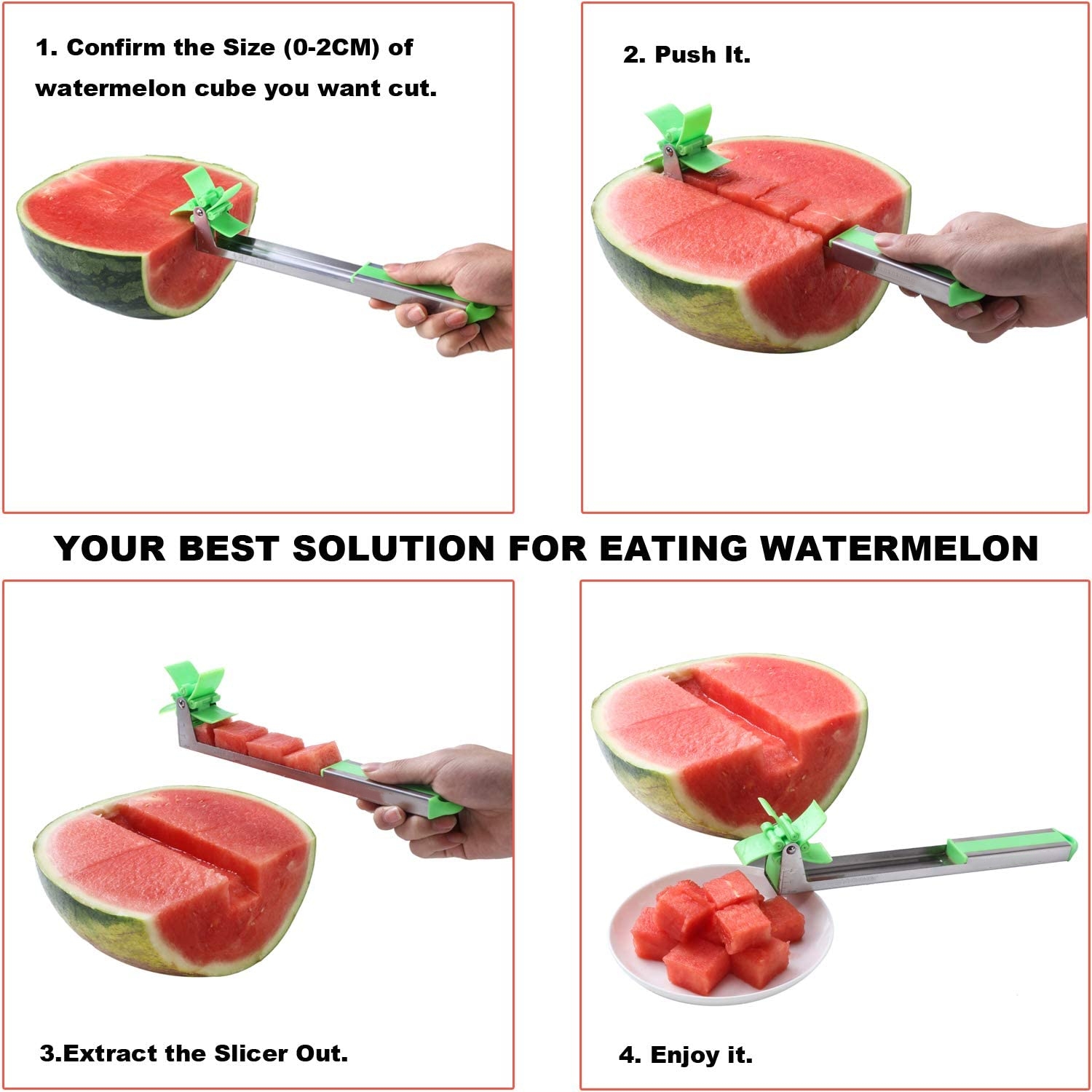 Vattenmelon skärare rostfritt stål väderkvarn skär vattenmelon köksredskap fruktskärare salladsverktyg kökstillbehör
