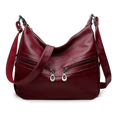 Zachte Crossbody Tassen Voor Vrouwen Pu Lederen Handtassen Vrouwen Tas Vrouwen Messenger Bags Dubbele Rits Handtassen: Red