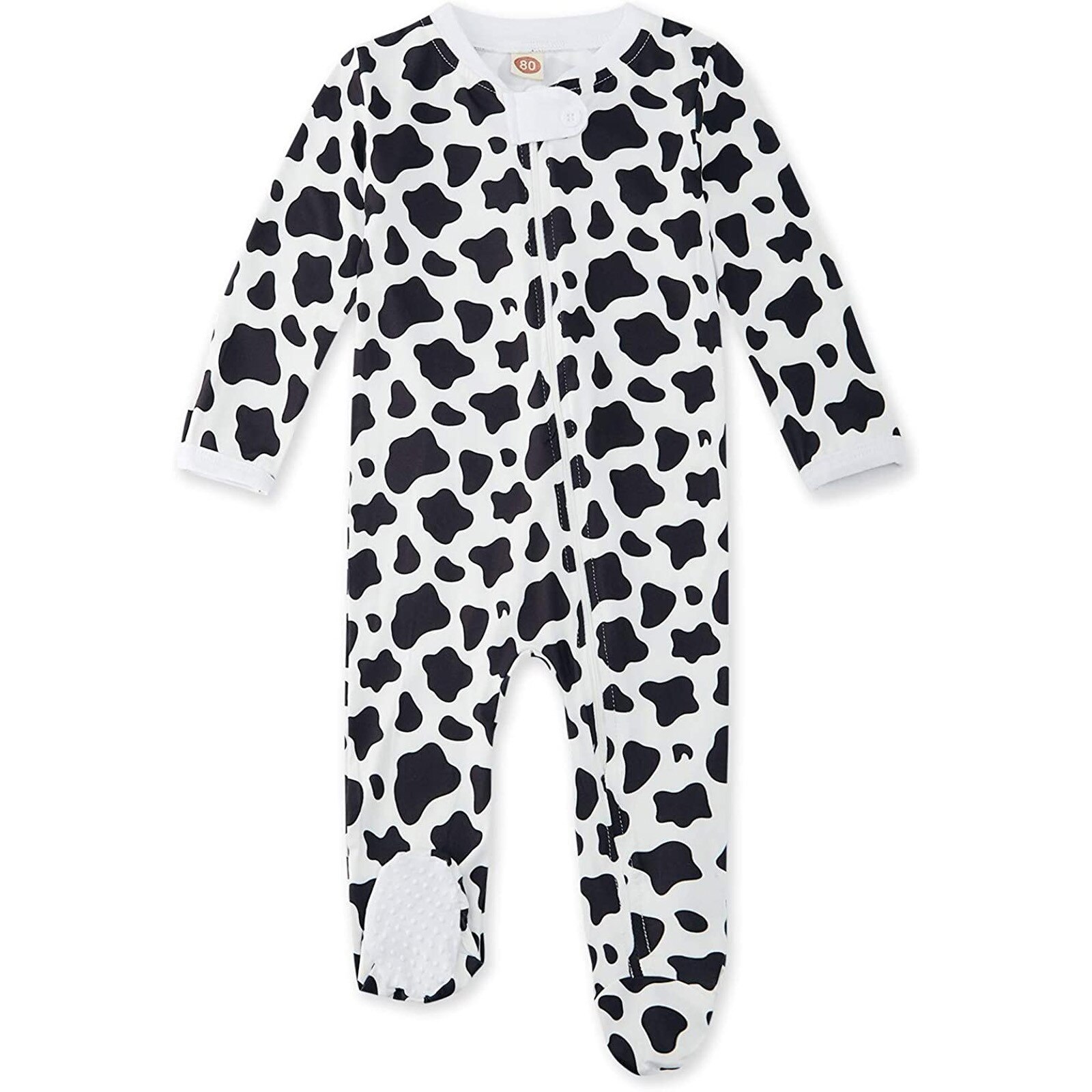 Baby Baby Jongens Meisjes Koe Print Pyjama Nachtkleding Rits Betaalde Pak Romper Jumpsuit Baby Kleding Polka Dot Koe Patroon