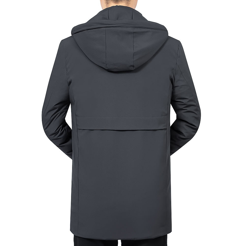 Casual mænd vinterparka mellemlang 2 farver varm jakke outwear vindtæt frakke hætte str. l -4xl