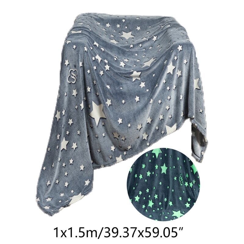 Glow in The Dark Throw Blanket, Plush Soft, Glow Throw Blanket Double -Sided Flannel Fleece Sherpa, Fun for Kids: M
