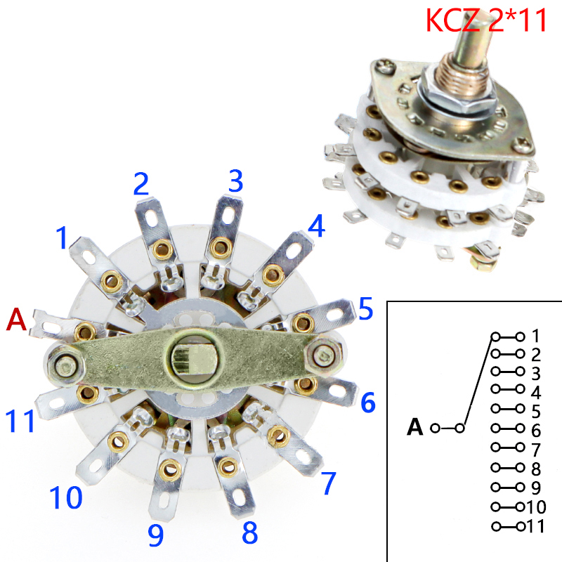 KCZ 2 Pole 6/7/8/9/10/11 4 Pole 3/5 Position With Channel Rotary Switch Selector With Cap Rotary Switch Selector: Pink