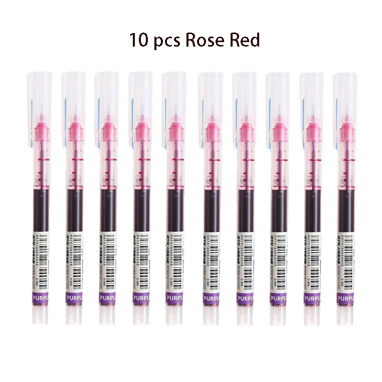 Bolígrafo de Gel líquido recto de 10 colores, bolígrafos de Gel coloridos de gran capacidad de secado rápido, bolígrafos Rollerball de 0,5mm, papelería para escuela y oficina: Negro