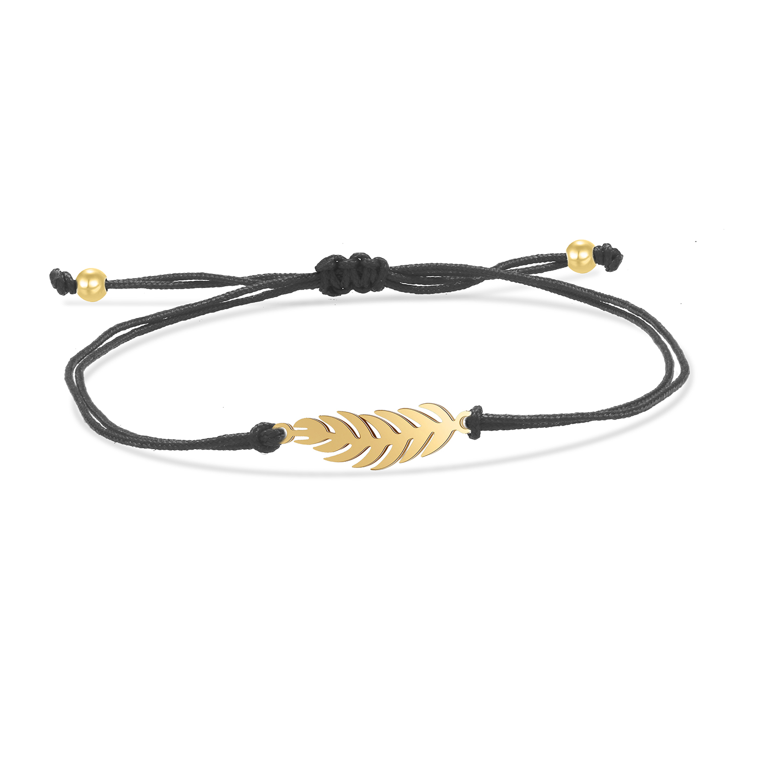 Rvs Hond Met Holle Perzik Hart Charme Rode Koord Verstelbare Armband Vrouwen Eenvoudige Gevlochten String Handgemaakte Sieraden: Licht Geel Goud Kleur