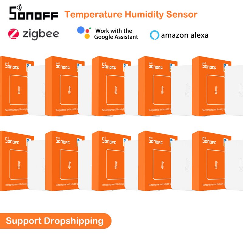 SONOFF-Sensor de temperatura y humedad SNZB-02 ZigBee, dispositivo para hogar inteligente, aplicación eWeLink, control en tiempo Real, funciona con Alexa y Google Home, 10 Uds.