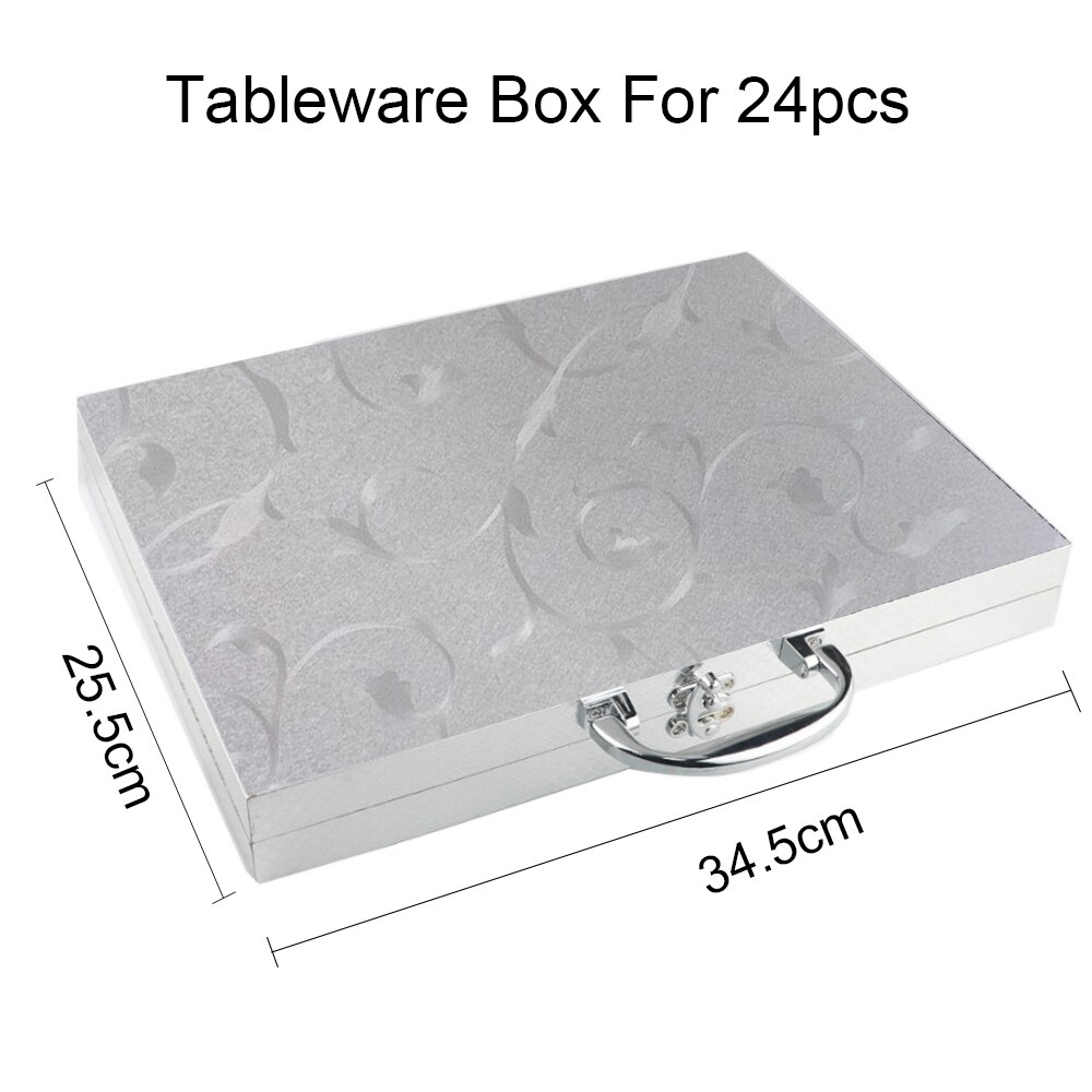 Bestek Collection Case Box Voor 16/24 Pcs Servies Antioxidatieve Houten Geschenkdoos Goud Zwart Zilver Opbergdoos: Silver 24pcs