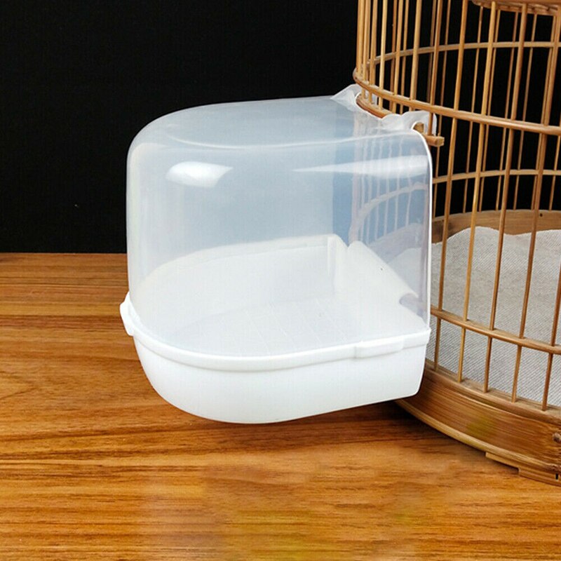 1pc Bird Plastic Shower Pet Bird Bath Box Parrot Bath Hanging Basin Parrot Shower Food Bowl Birds Supplies Outdoor Portable