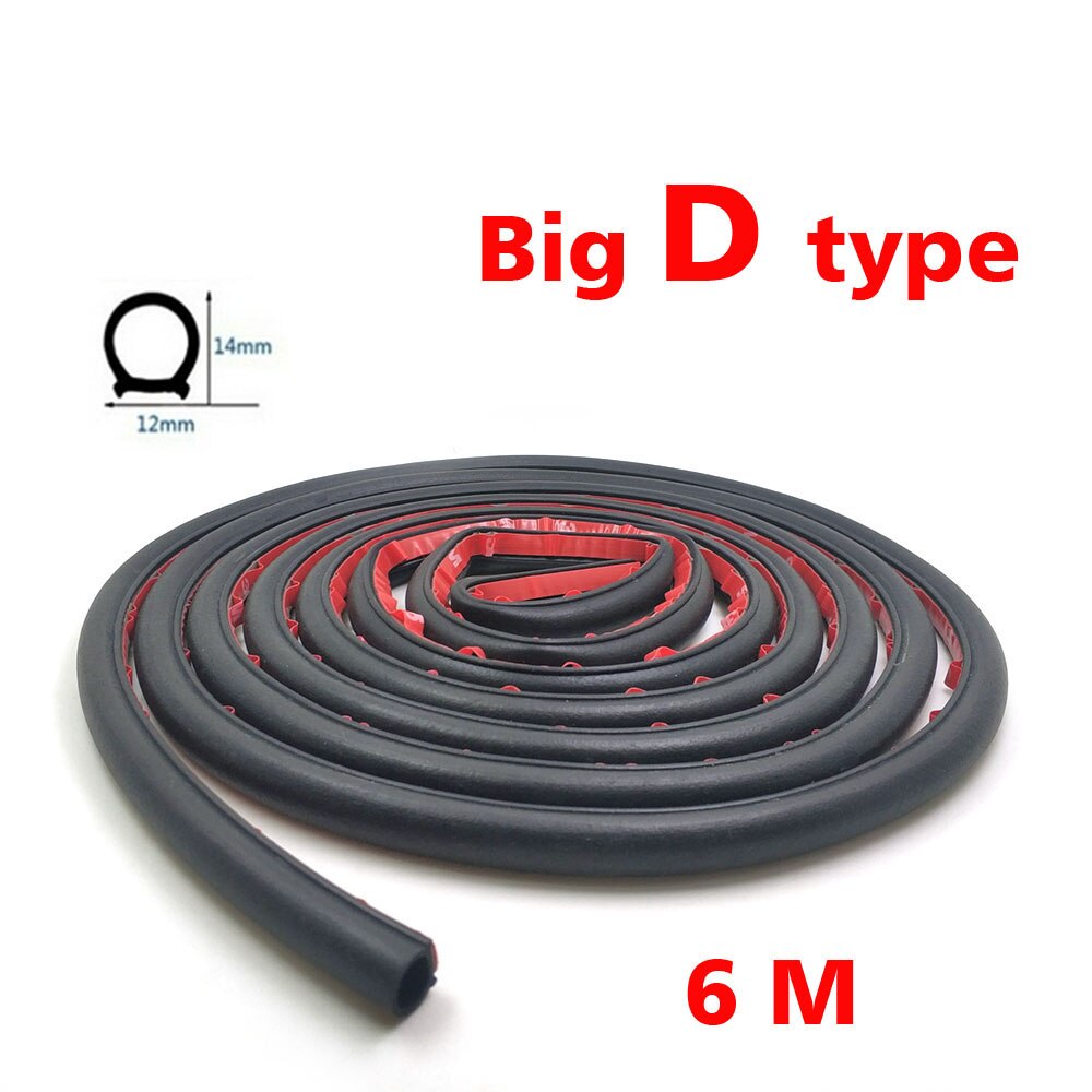 6 meter Kleine D Auto Geluidsisolatie Afdichting Rubber Strip Anti Noise Rubber 3m Plakband Auto Deur Afdichting: WHITE