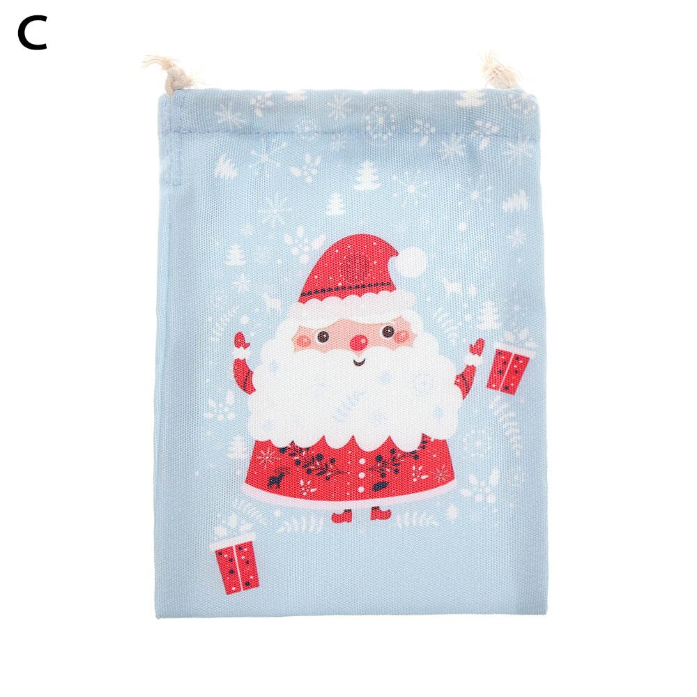 Kersttas met trekkoord voor kinderen, festivaldecoratie, kerstprint, canvas tassen, trekkoordzakje, snoepzak: C