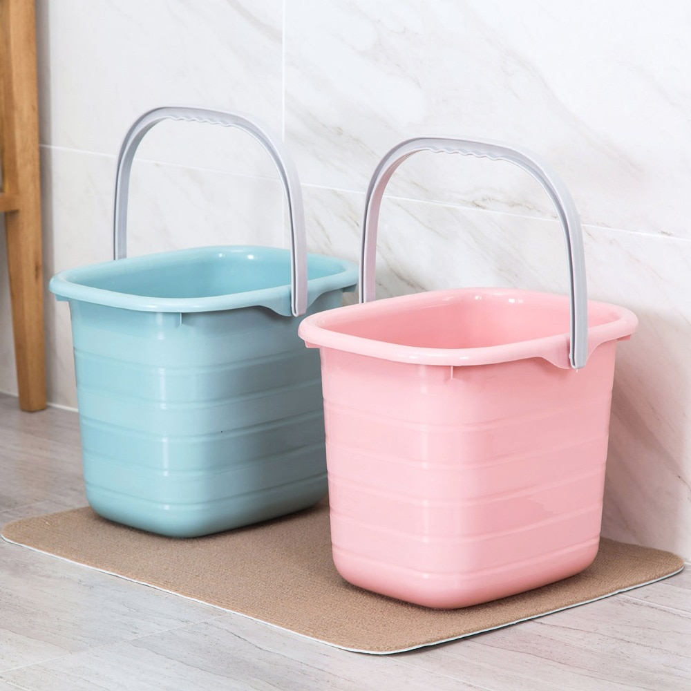 11L Plastic Mop Bucket Bathroom Laundry Buckets Portable Water Container Fishing Car Wash Bucket Large Pail Camping Kitchen