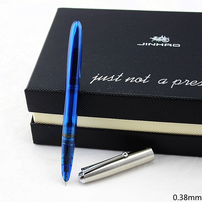 Vintage artistic Fountain pen Steel metal cap 0.38mm extra fine pens Jinhao 51A Stationery Office school supplies A6994: U / 0.38MM