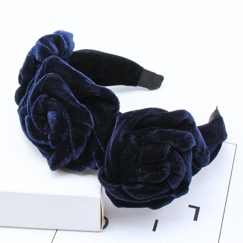 CN nueva diadema de terciopelo rosa flor diadema sólida para mujer maquillaje de cabeza aro de pelo accesorios para el cabello de niña