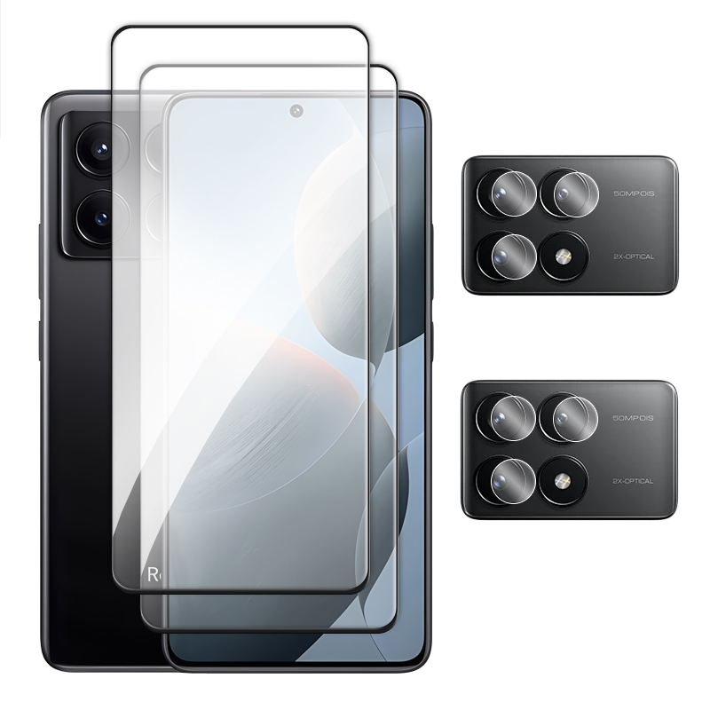 4in1 per POCO X6 pro 5G Vetro per POCO X3 X4 GT X5 X6 pro Vetro Temperato 2.5D Protezione Dello Schermo Della Copertura Completa per POCO X6 pro Pellicola: reale blu / Fascio 5