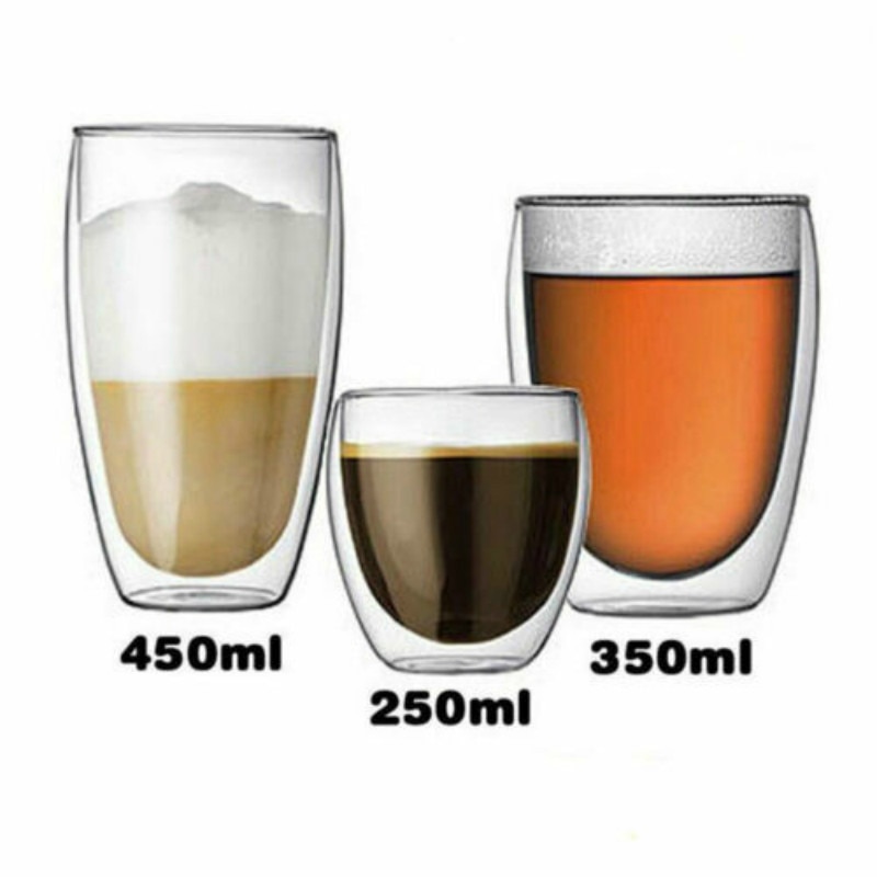 Transparant Glas Koffie Melk Sap Whiskey Thee Bier Dubbele Muur Hittebestendige Gezondheid Milieubescherming