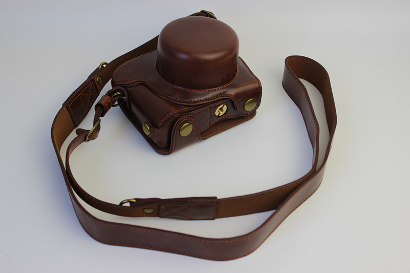 Funda de cuero PU de lujo para cámara Nikon 1 J5, 1J5, lente de 10-30mm, , con correa, batería abierta, nueva: Coffee
