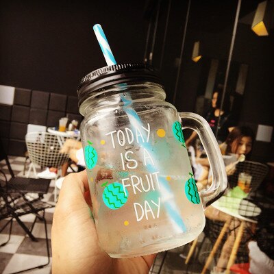 Frukt murer krukke flaske farget bar kopp kaffe krus med håndtak glass krus kontor elskere øl vin glass krukke: D