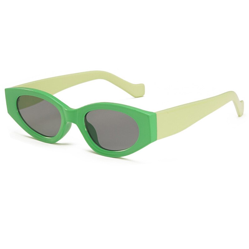 Oec cpo vintage kleine cat eye dames zonnebril heren persoonlijkheid groene punk zonnebril dames ovaal  uv400 brillen: Groen-groenzwart