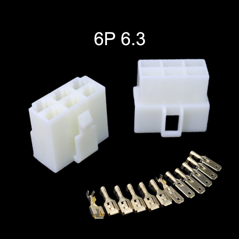 5 Juegos 6,3mm 2/3/4/6/ pin Automotive 6,3 cable eléctrico conector macho hembra cable Kits enchufes de terminal motocicleta ebike Coche: 6P