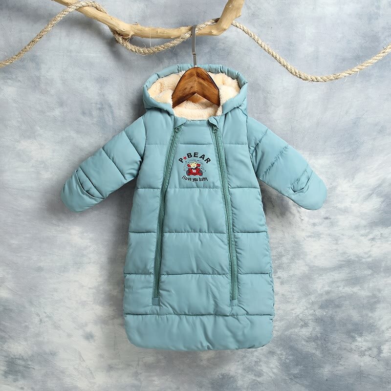 Dun & parkas hætte polyester materiale sne slid blå rød pink babytøj vinter overalls til børn: Blå / 3m