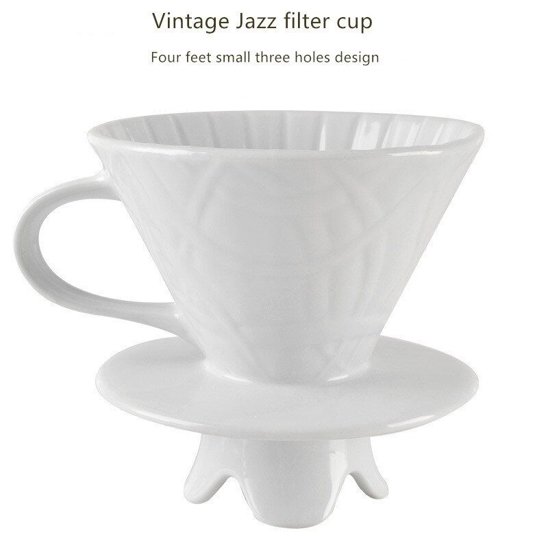 Ceramic Coffee 2-piece Set Large Ceramic Drainage Reusable Coffee Drip Cup V60 Coffee Drip Cup Independent Cup Holder
