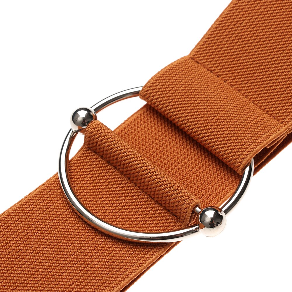 1PC Women Waist Belts Cotton Cloth Elastic Band Round Simple Buckle Decoration Dress Waist Chain for Coat Sweater
