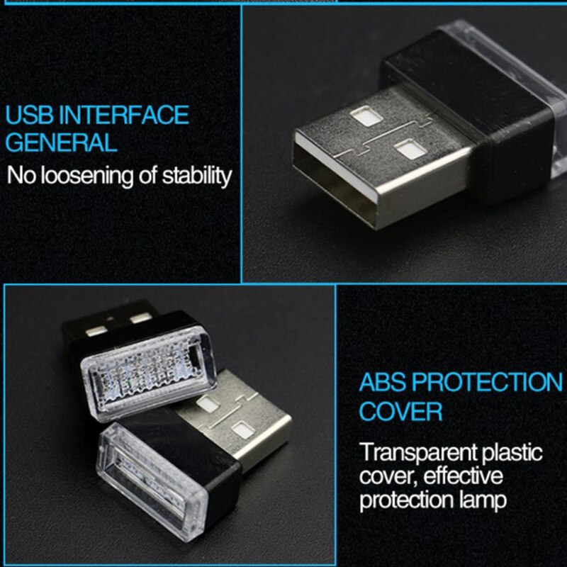 Bil auto styling usb atmosfære lys stik dekor lampe til peugeot 106 206 207 208 306 307 308 sw 3008 cc 407 4008 5008