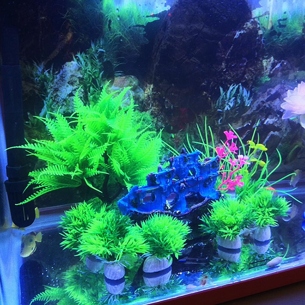 Simulatie Nep Onderwater Planten Kunstmatige Water Gras Blauwe Zeilboot Set Planten Plastic Fish Tank Landschap Ornament
