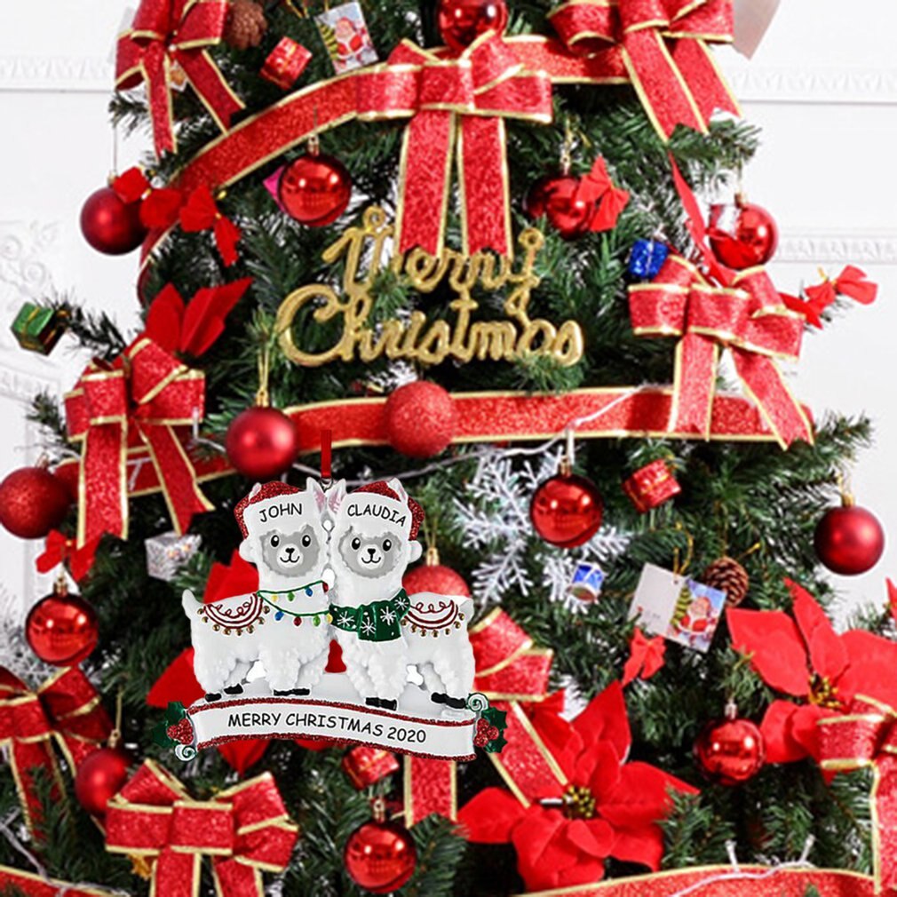 Schattige alpaca-familie kerstboomhanger diy naam pvc kerstboomhanger kerstversiering