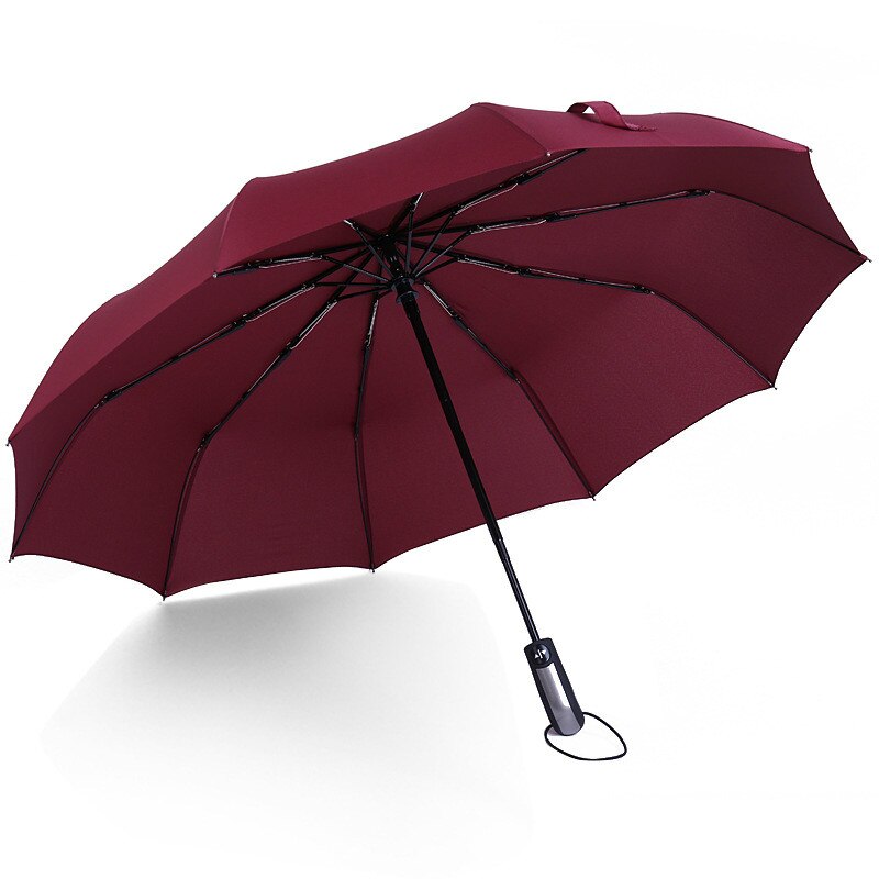 Wind Resistant Folding Automatic Umbrella Rain Women Auto Luxury Big Windproof Umbrellas Rain For Men Black Coating 10K Parasol: Red
