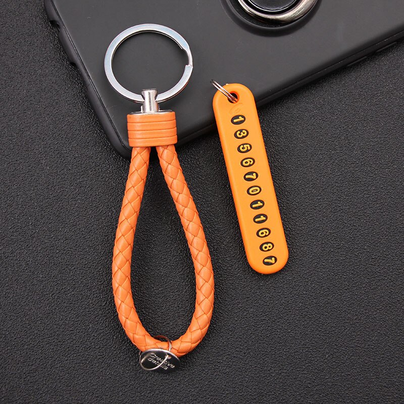 Llavero antipérdida para coche, número de teléfono, tarjeta de aparcamiento temporal, llavero, placa de número de teléfono, llavero, accesorios para llavero: yellow