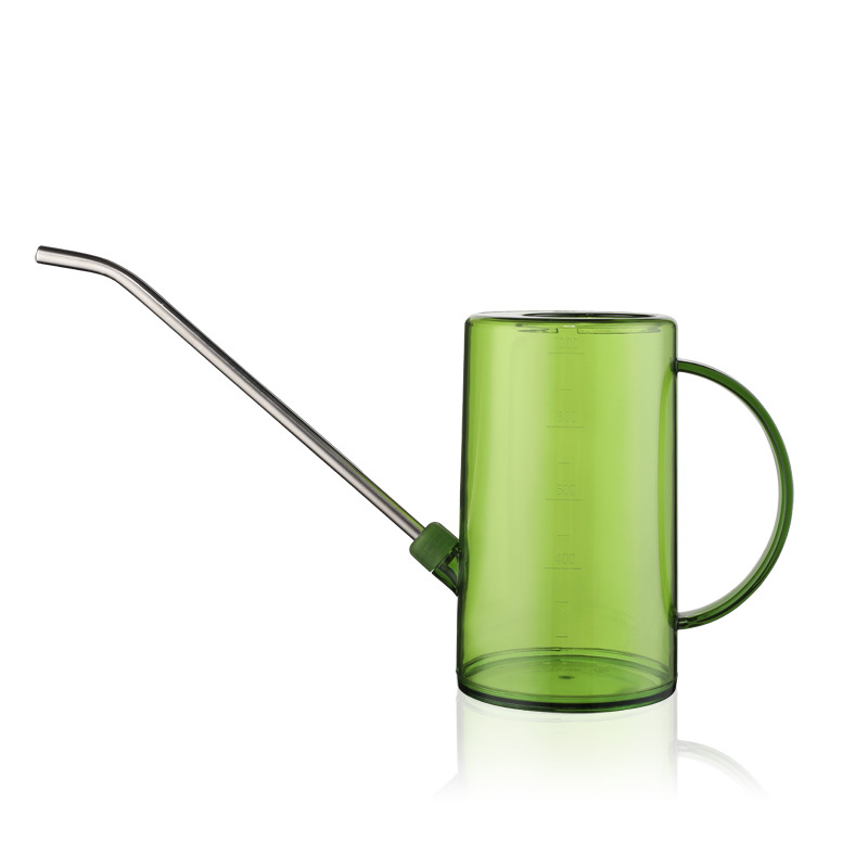 1L Groene Plant Tuinieren Bloem Gieter Huishouden Transparante Plastic Gieter Metal Lange Mond Spray Ketel Water Blikjes: green