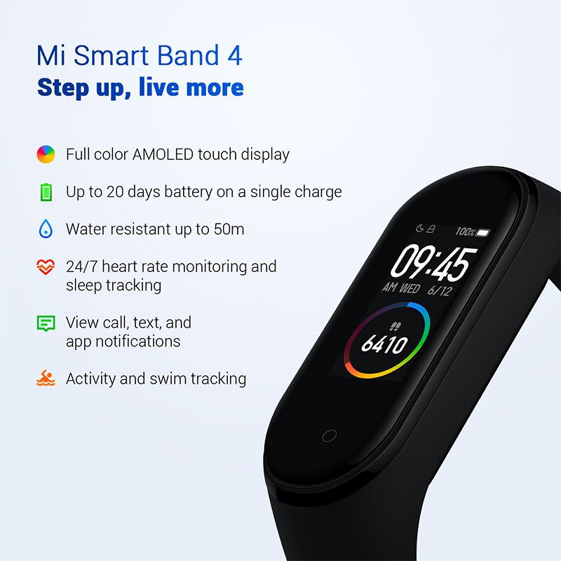 Xiaomi Band 4 Smart Wristband Global Version Heart Rate Monitor Color AMOLED Touch Sports Track Water Resistant Braclet