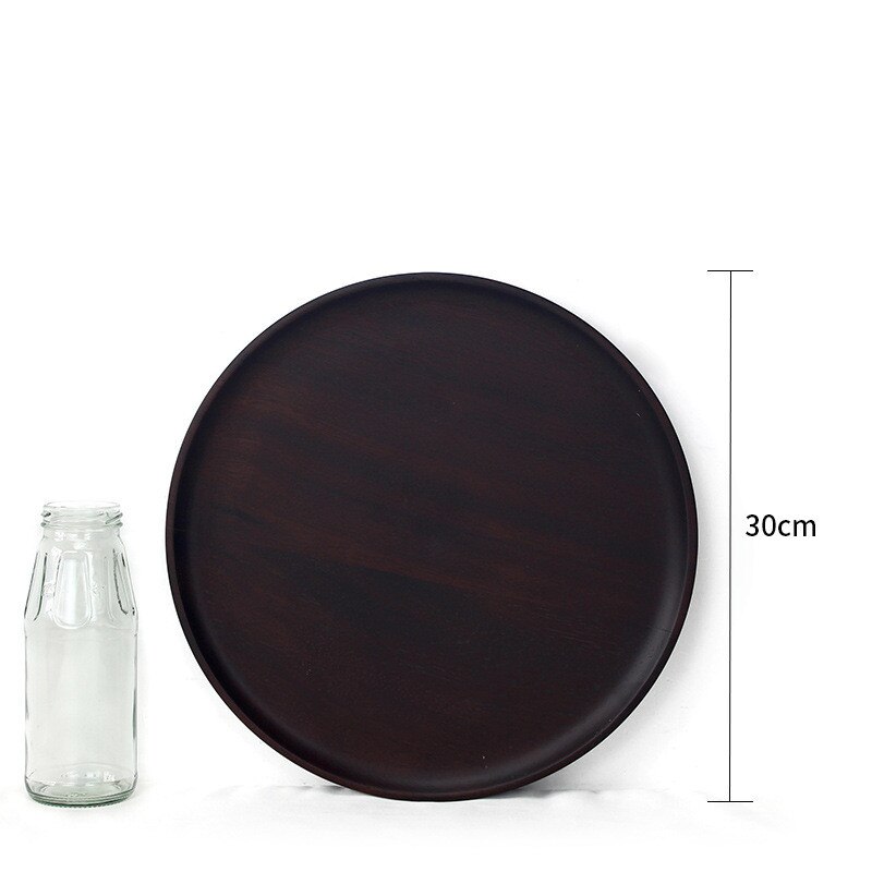 Storage Box Wood Pan Plate Fruit Dishes Saucer Tea Tray Dessert Dinner Bread Wood Plate Japanese Round/Rectangle Home Decoration: JJ1433-30CM