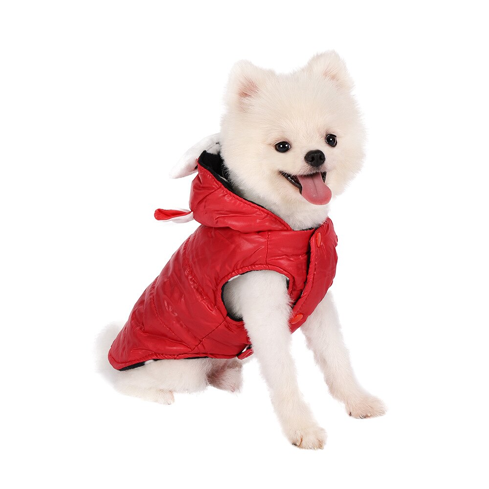 Hond Kat Windjack Winter Warm Jasje Warme Dikke Pet Puppy Hoodie Winter Warme Kleding Apperal: Rood / M