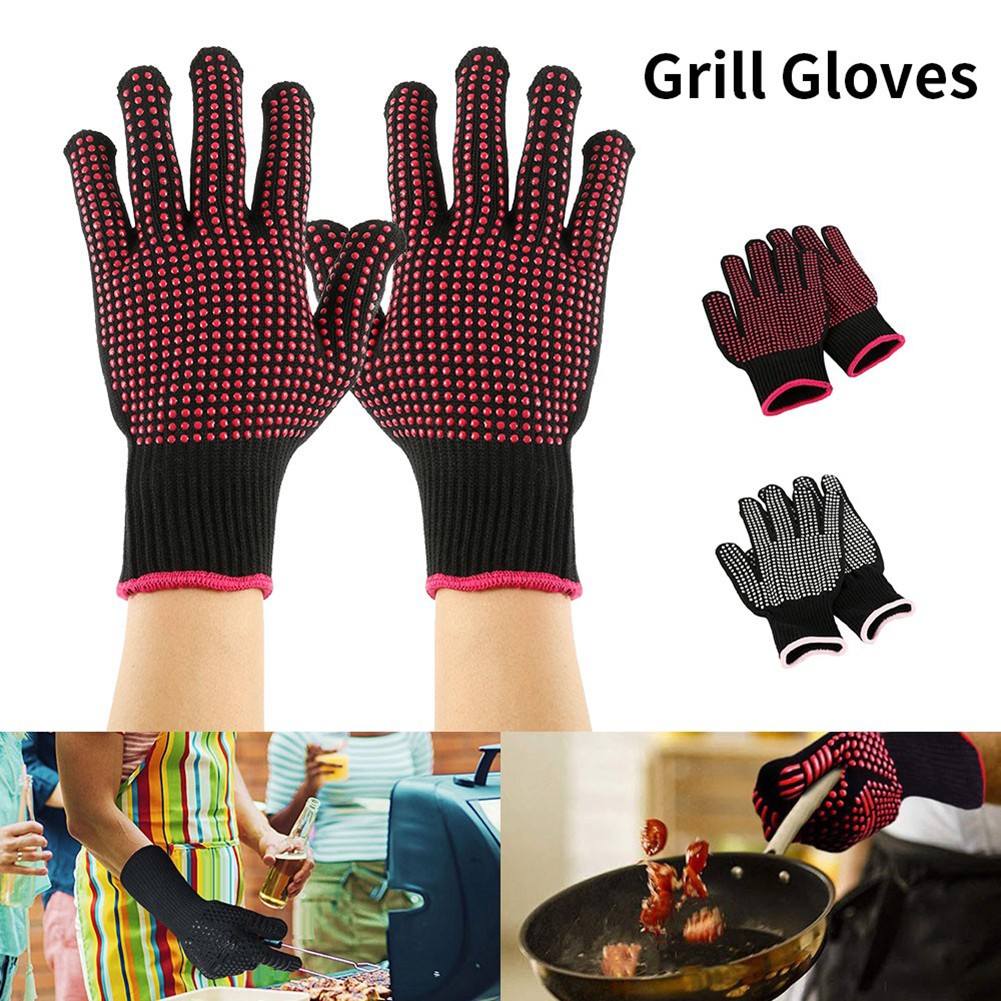 Barbecue anti-brandwerende handschoenen hitte handschoen bestendig bbq oven handschoenen keuken vuurvaste handschoenen anti-slip handschoenen voor bakken koken