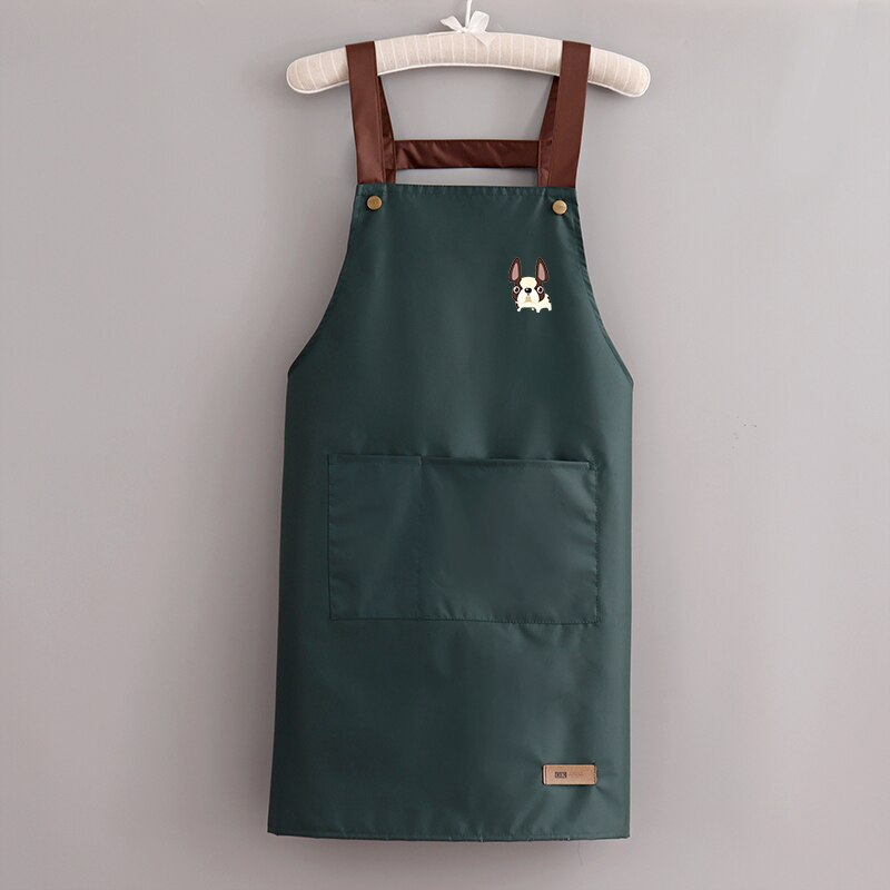 Waterproof Aprons Women Kitchen Accessories Simple Men Apron Strap Waist Thin Work Clothes With 2 Pockets Cartoon Long Smock