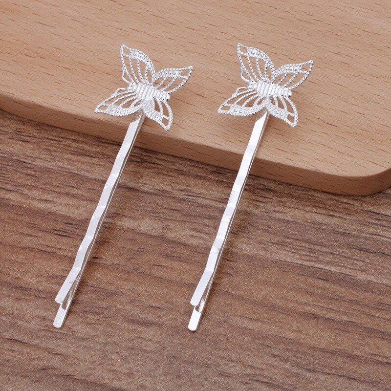 50pc Metal Filigree Butterfly Hair Pins - Handmade Hair Accessories for Women