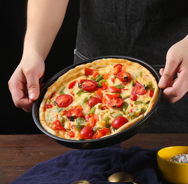 6 7 8 tommer premium non-stick pizza pan bakeware kulstofstål pizza plade rund dyb skål pizza pan bakke skimmel bageværktøj gyh
