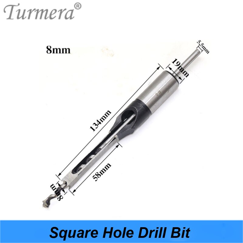 Turmera 1/4 to 1/2 Square Hole Drill Bit 45 Steel Mortising Drilling Woodworking Tools for Drill Square Opening Screwdriver 7PCS: 8mm