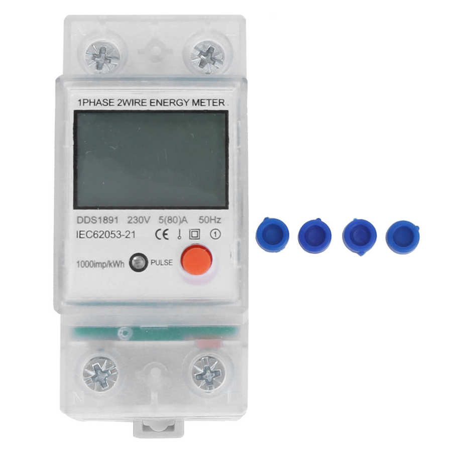 DDS1891 Single Phase Electric Meter 2P DIN-Rail Power Energy Meter Electronic KWh Meter