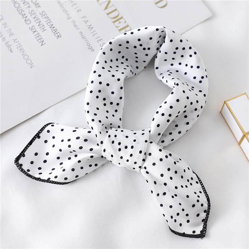 Women Small Satin Silk Scarf Square Print Wrap Foulard Femme Handkerchief Bandana Neck Hair Skinny Tie Scarves Shawls XC: FX-124