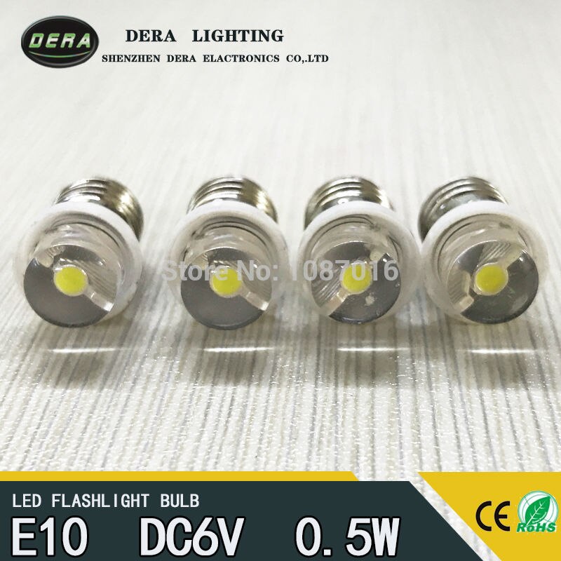 Fabrikspris  e10 0.5w 6v 4.5v 3v led til fokus lommelygte udskiftning pære lommelygte nødarbejdslys ren hvid
